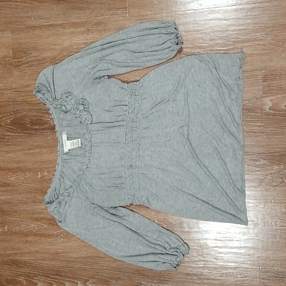 (S) Studio M Floral Embellished Casual Statement Sleeves Comfortable Neutral